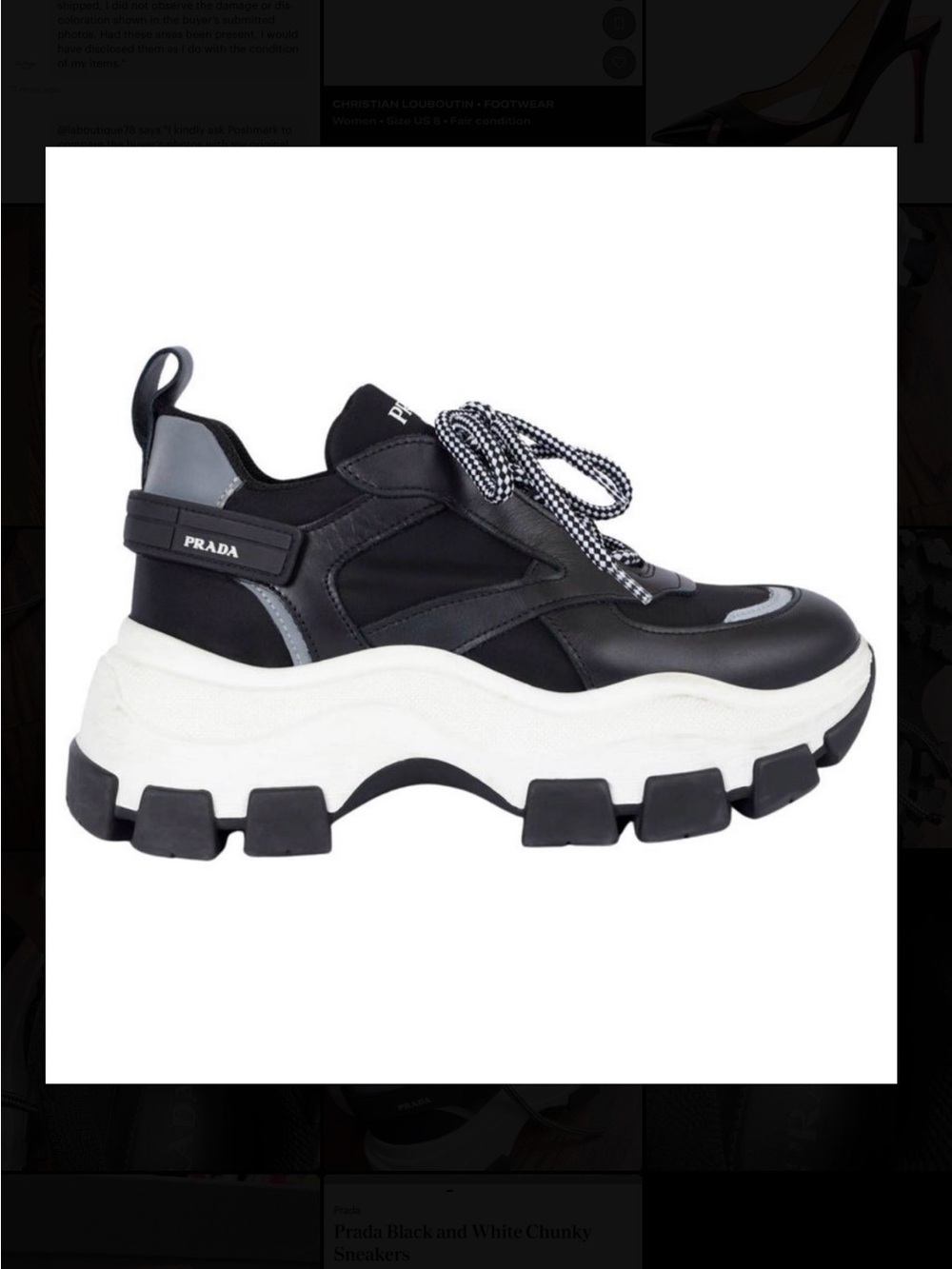Prada Pegasus Black & White Platform Sneakers Size 38 / US 8